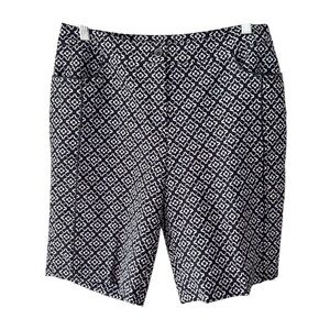 NWOT EP Pro Active Black White Golf Shorts Geometric Flat-Front SZ 8